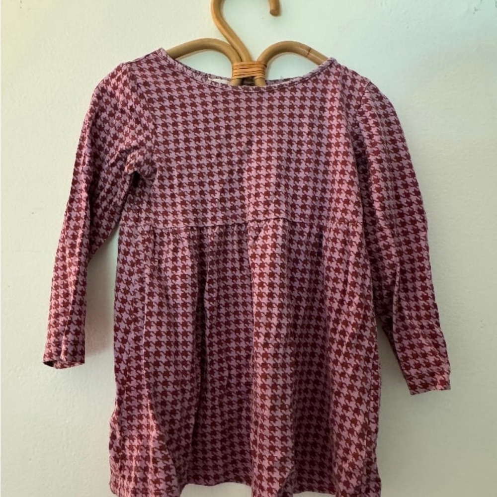 2T Zara Pink and Red Herringbone Dress